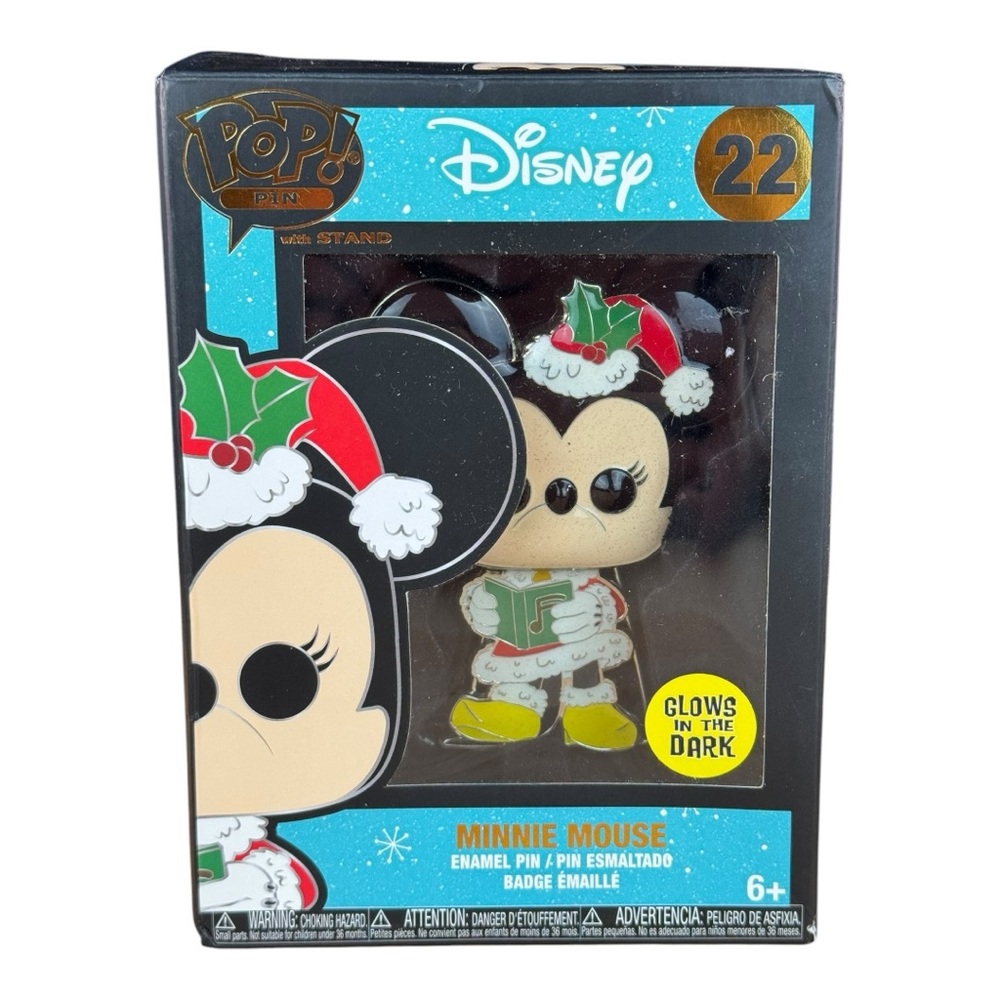 Funko Pop! Pin Minnie Mouse #22 Glow-in-the-Dark Christmas Enamel Pin